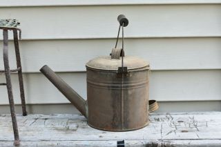 Antique Early Soldered Tin Coffee Tea Pot Primitive w/ Fireplace Trivet 3
