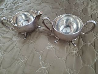 Vintage Sterling Silver Creamer And Sugar Bowl 153 With Hallmarks - 203 Grams