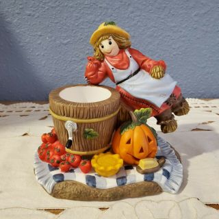 Partylite Scarecrow Votive Holder Fall Harvest Pumpkin Halloween Thanksgiving