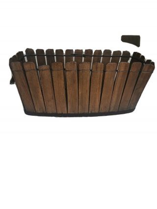 Shaker Picket Fence Style Slatted Wood Gathering Basket
