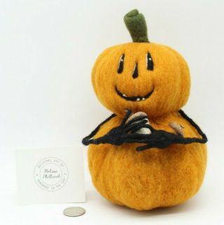 Primitive Halloween Pumpkin Folk Art Doll 8.  5 " Jack O Lantern Melissa Philbrook