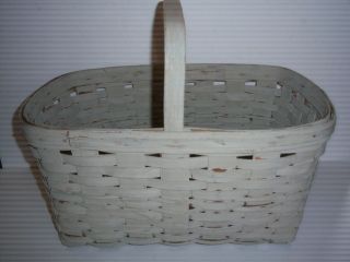 Antique Large Wood Splint Gathering Farmhouse Basket