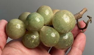 Early Vintage Italian Alabaster Stone Fruit Miniature 3” Yellow Green Grapes Nm
