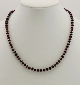 Antique Gem Cut Garnet And Crystal Necklace With 18k Gold Clasp 19 1/4 Inches