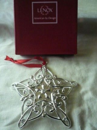 Lenox Sparkle And Scroll Clear - Crystal Heart Ornament Silverplate