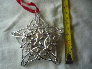 Lenox Sparkle and Scroll Clear - Crystal Heart Ornament Silverplate 2