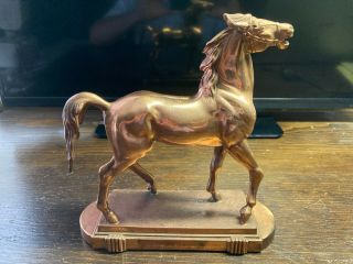 Rare Antique Vintage K&o Kronheim Oldenbusch Copper Finished Pot Metal Horse Sta