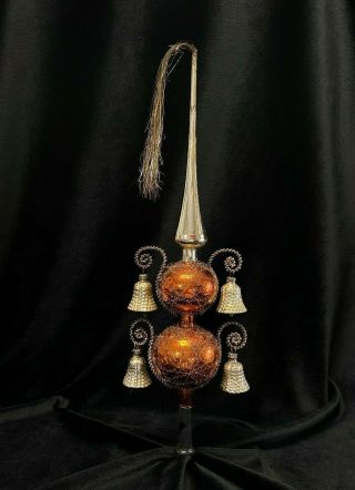 Antique / Vintage Christmas Tree Topper Mercury Blown Wire Wrapped Glass Germany