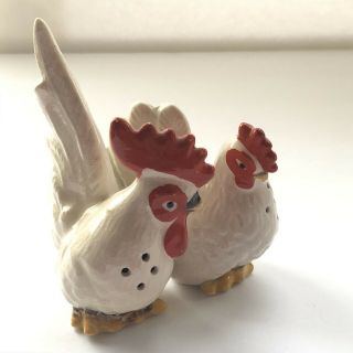 Vintage Ceramic Rooster and Hen Chicken Salt & Pepper Shakers 2