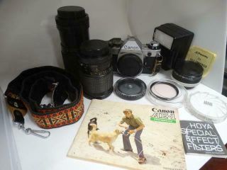 Vintage Canon Ae - 1 Program Camera Bundle 3 Lens,  2 Filters,  Converter,  Flash,  Case,