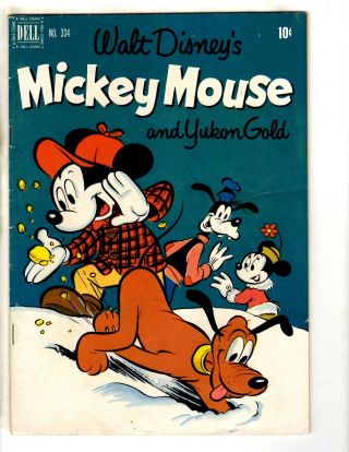 Four Color 334 Fn Dell Silver Age Comic Book Walt Disney Mickey Mouse Jl9