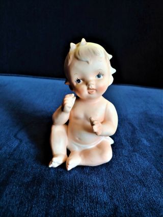 Vintage 1960 Napco Figurine Piano Baby Girl Diapers Japan Signed Orig Label