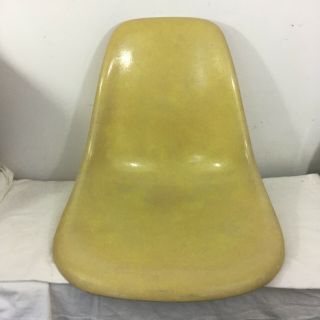 Vintage Herman Miller Eames Fiberglass Shell Side Chair Lemon Yellow Shell Only