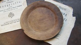Antique Wooden Plate - Folk Art - Sweden - Primitives 18th 19th Century