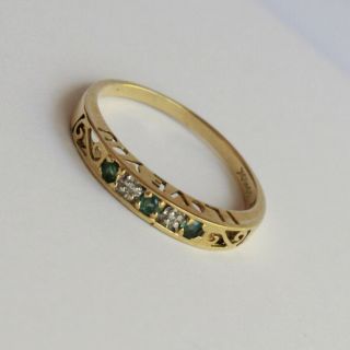 Vintage Gold Emerald Diamond “i Love You” Ring