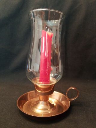 Vintage Brass Candle Holder With Glass Globe.  Made In India