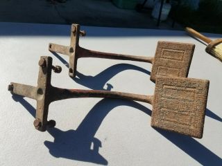 Pair Set Of 2 Vintage Horse Drawn Carriage Steps Cast Iron Wagon Buggy Sleigh