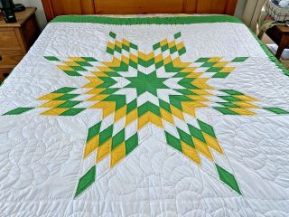 Omg Gorgeous Vintage Handmade Hand Quilted Lone Star Quilt 73 " X 72 " 279