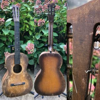 Antique Vtg 1920s 1930s Richter Parlor Acoustic Guitar Chicago Project Regal