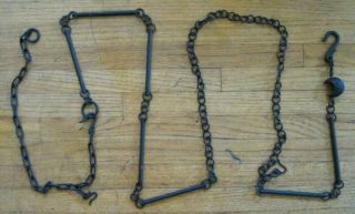 Antique/vtg Metal Hanging Chain Crescent Moon 10 Ft 5 In Long