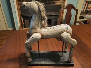 Vintage 19th Century? 20in.  Wood Toy Horse Folk Art Paint Old Patina