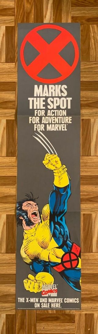 Vintage Marvel X - Men Promo Poster X Marks The Spot • Jim Lee Art • 1991 • 8 " X36 "