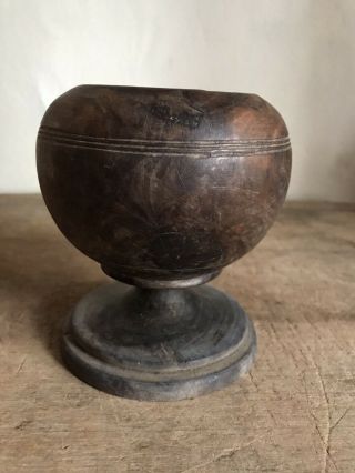 Early Antique Wooden Treen Chalice Goblet Handmade Patina Big Chunky Aafa