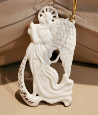 Lenox White Porcelain Angel Ornament " Peace "
