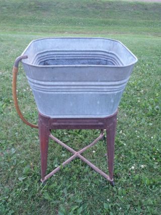 Vintage Galvanized Steel Single Wash Tub,  Planter,  Flower Pot,  Home Sink