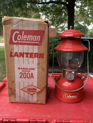 Vintage Coleman Camping Lantern Gasoline Model 200a W/ Box Hiking Light