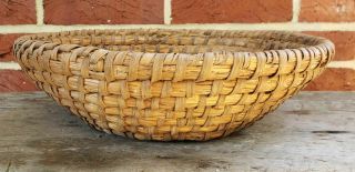 ANTIQUE 19th C LARGE PA STRAW RYE Coiled HANDWOVEN BASKET Folk Art 3