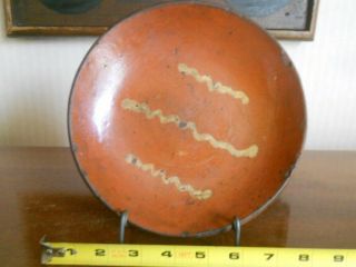 Early Pennsylvania Slip Decorated Redware Plate.