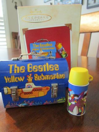 2002 Hallmark Keepsake Ornament The Beatles Yellow Submarine Lunch Box Set Of 2