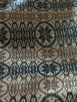 Family Heirloom Weavers Twin Coverlet,  Throw Blanket 116 X 70 Brown Blue