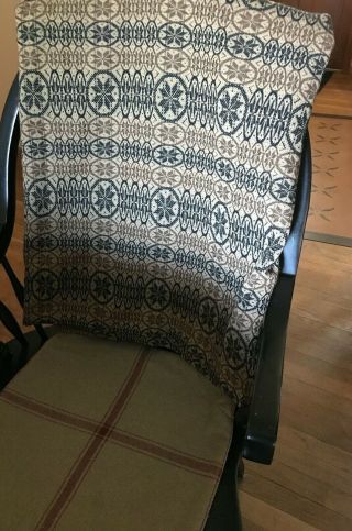 Family Heirloom Weavers Twin Coverlet,  Throw Blanket 116 X 70 Brown Blue 3