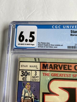 Marvel Comics Star Wars 3 9/77 CGC Graded 6.  5 3