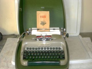 Vintage Voss 1950 Typewriter Industrial Green Metal / Made In Germany