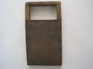 Old Primitive Hand Made Wood Handpunched Tin Grater American Country Find Aafa