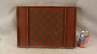 Antique Primitive Folk Art Painted Checkers Game Board 2