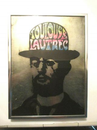 Vintage - " Toulouse Lautrec " Portrait Reverse Glass Painting - Signed Dee