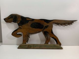 Antique American Folk Art Wood Carving Sculpture Of A Pointer Dog Ca 1930s