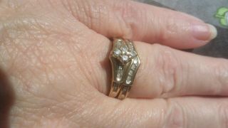 Vintage Estate 10k Yellow Gold Diamond Engagement/wedding Ring Set
