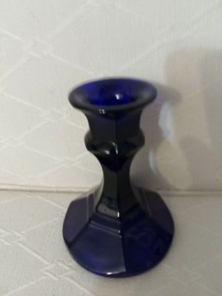 Vintage Candle Holder Cobolt Blue 4 1/2 Ins Tall