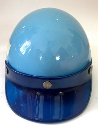 VTG 1960s 1970s Blue Buco Fury 400 Visor Half Helmet 6 1/2 Motorcycle Scooter 2