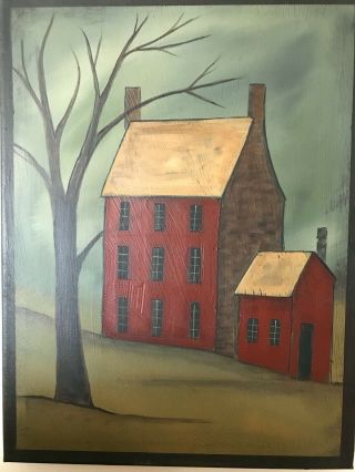 Primitive Colonial House Hand Painted 16 