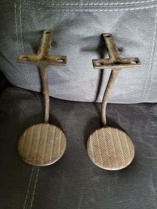 Vintage Pair Antique Primitive Foot Step Carriage Buggy Wagon Sleigh