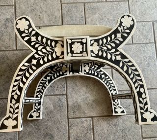 Antique Bone Inlay Roman Table Stool Handmade 2