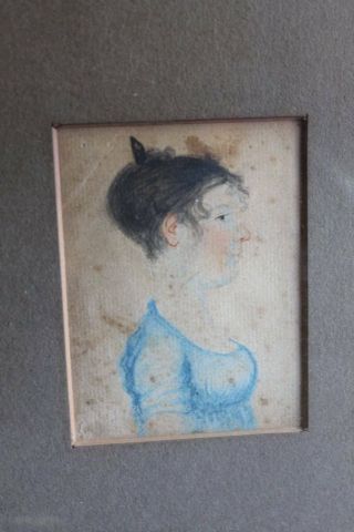 Early Antique Watercolor Silhouette 18th Or 19th Century