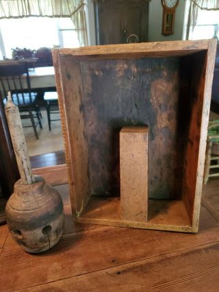 Aafa Old Early Primitive Antique Knife Scrub Scouring Wall Box Hanger