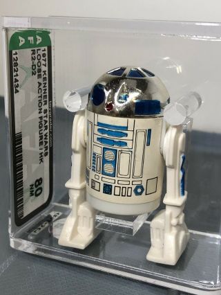 Vtg Star Wars R2 - D2 - Solid Dome - Afa 80 Nm - First 12 - Kenner - Archival